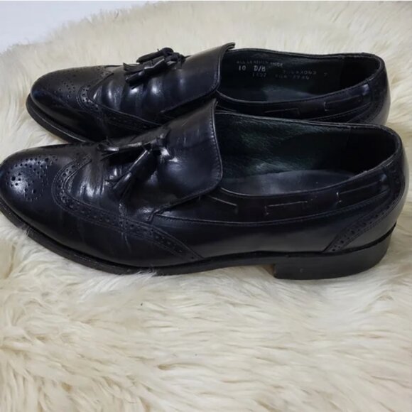 Stafford Loafers Black Leather Tassel Wingtip Brogue Comfort Plus Shoes - Picture 9 of 10